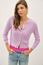 Load image into Gallery viewer, Lilac Pointelle 3/4 Cardigan