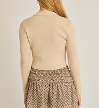 Load image into Gallery viewer, Cream Collared Sweater Rib Top