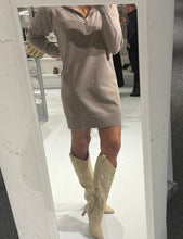 Load image into Gallery viewer, Taupe Zip Collar Sweater Dress