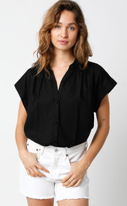 Black Collared Button Down Blouse