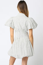 Load image into Gallery viewer, White/Black Striped Zipper Dress