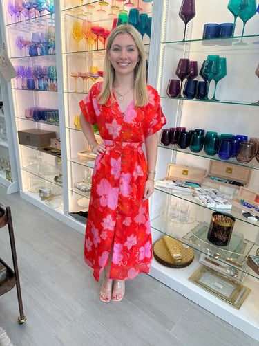 Hot Pink Floral Printed Maxi Dress