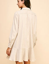 Load image into Gallery viewer, Oatmeal Corduroy Button Down LS Dress