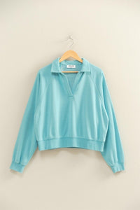 Soft Sky Blue V-Neck LS Top