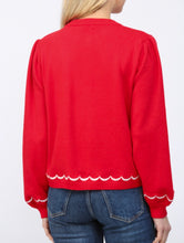 Load image into Gallery viewer, Red Embroidered Balloon Slv Cardigan