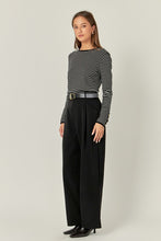Load image into Gallery viewer, Black/White Striped Knit Sweater w/ Gold Buttons