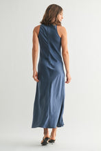 Load image into Gallery viewer, Dusty Blue Slvls Satin Dress