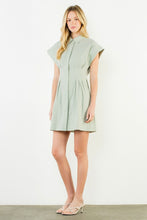 Load image into Gallery viewer, Green Striped Collared Button Down Dress (THML)
