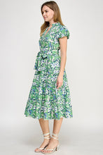 Load image into Gallery viewer, Green Multi Floral Puff Slv Midi Dress