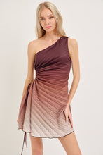 Load image into Gallery viewer, Brown Ombré Pleated Cut Out Waist Dress