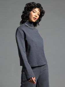 Ebony Genevieve Mock Neck LS Top