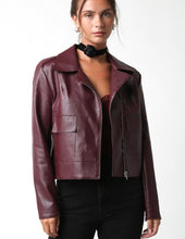 Load image into Gallery viewer, Maroon Leather Jacket