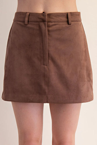 Chocolate Suede Mini Skirt