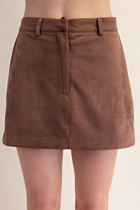 Chocolate Suede Mini Skirt