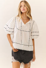 Load image into Gallery viewer, Off White Contrast Trim Poplin Top