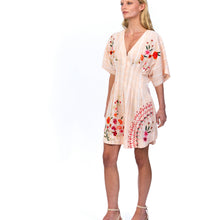 Load image into Gallery viewer, Peach Pink Flower Embroidered Dress