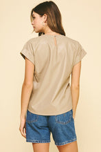 Load image into Gallery viewer, Taupe Leather Cap Slv Top