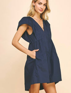 Deep Navy Slvls Tiered Dress