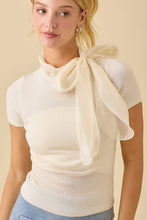 Load image into Gallery viewer, Cream SS Sweater w/ Bow Neck Tie