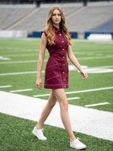 Load image into Gallery viewer, Maroon Contrast Stitch Utility Dress
