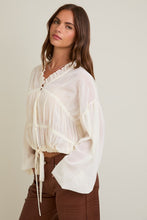 Load image into Gallery viewer, Cream LS Ruffle Detail Blouse