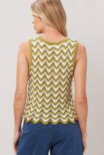 Load image into Gallery viewer, Olive/White Knitted Slvls Top