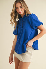Load image into Gallery viewer, Ruffled Pleat Detail Blouse Royal Blue