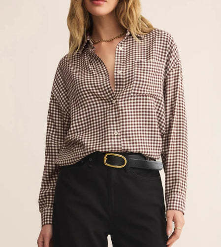 Z Supply Chocolate Cherry River Plaid Button Up