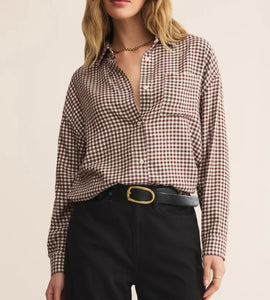 Z Supply Chocolate Cherry River Plaid Button Up
