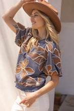Load image into Gallery viewer, Blue Floral Embroidered Top