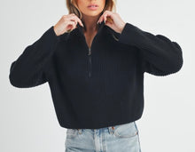 Load image into Gallery viewer, Soft Ribbed Half Zip Sweater Black