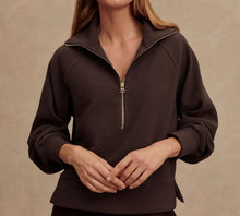 Load image into Gallery viewer, Varley Milano Half Zip Sweat- Coffee Bean