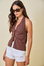 Load image into Gallery viewer, Brown Halter Frnt Cut Out Top
