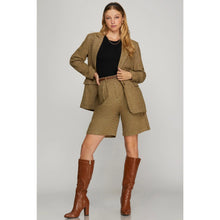 Load image into Gallery viewer, Olive/Brown Wool Blend Blazer
