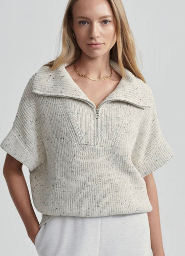 Varley Raegan Knit Half Zip-Vaporous Grey Fleck