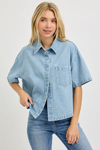 Risen Light Denim Oversized SS Shirt