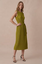 Load image into Gallery viewer, Olive Plisse Midi Dress