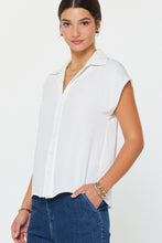 Load image into Gallery viewer, White Cap Slv Button Down Blouse