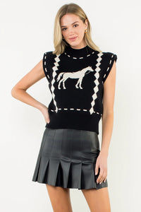 Black Knit Horse Vest (THML)