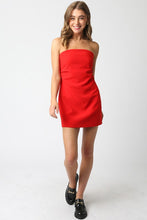 Load image into Gallery viewer, Red Strapless Woven Dress