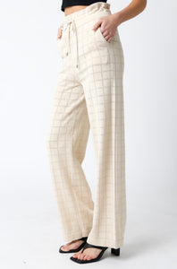 Natural Checkered Knitted Pants