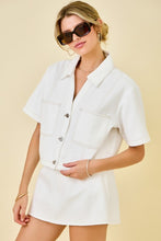 Load image into Gallery viewer, Off White Boxy Denim Button Down SS Top