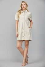Load image into Gallery viewer, Ecru Front Pocket Button Down Leather Dress