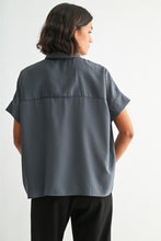 Load image into Gallery viewer, Steel Blue Dolman Slv Button Down Top