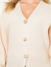 Load image into Gallery viewer, Cream V-Neck Pearl Cardigan