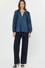 Load image into Gallery viewer, Sapphire Blue LS Split Neck Blouse