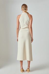 Ivory Knit Collared Midi Dress