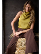 Load image into Gallery viewer, Chartreuse Satin Halter Neck Top