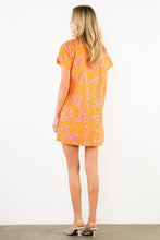 Load image into Gallery viewer, Orange SS Floral Pattern V-Neck Dress (THML)