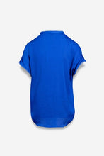 Load image into Gallery viewer, Whipstitch SS V-Neck Blouse Blue